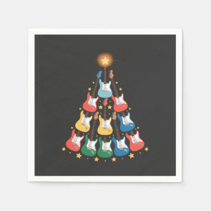 Guitar Electric Music Instruments Christmas Tree Napkin