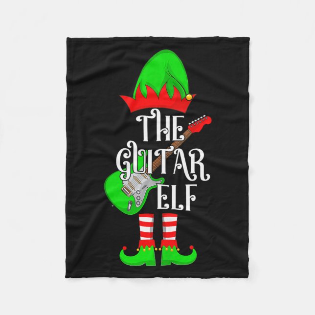 Guitar Elf Christmas Pajamas Matching Family Elf S Fleece Blanket (Front)