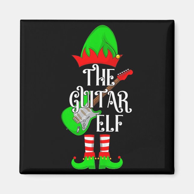 Guitar Elf Christmas Pajamas Matching Family Elf S Magnet (Front)
