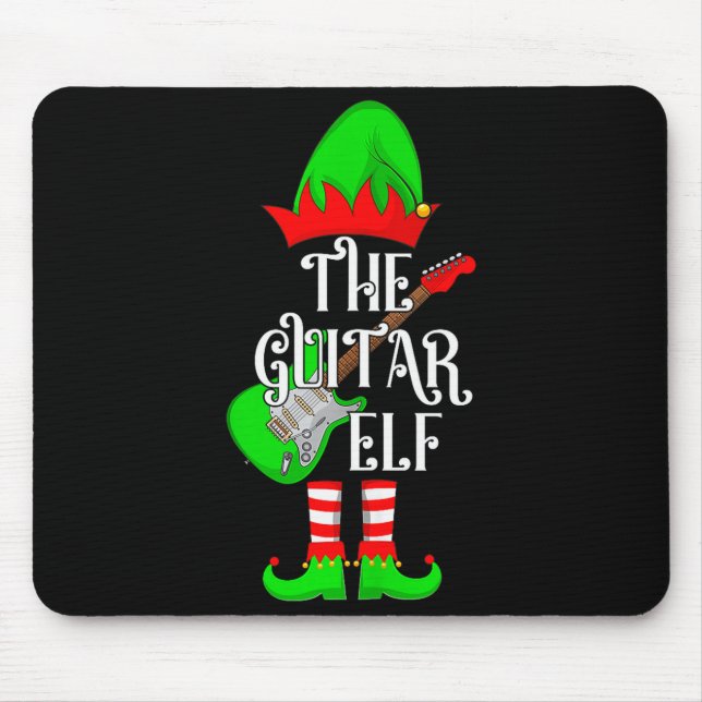 Guitar Elf Christmas Pajamas Matching Family Elf S Mouse Pad (Front)