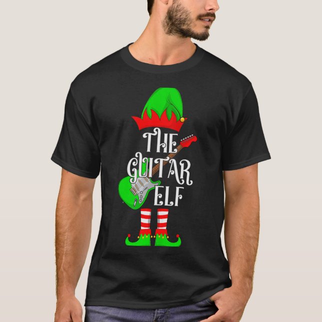 Guitar Elf Christmas Pajamas Matching Family Elf S T-Shirt (Front)