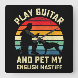 Guitar English Ma Lover Guitarist Pet Dog Owner Square Wall Clock