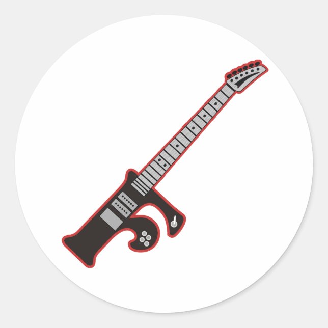 Guitar F Classic Round Sticker (Front)