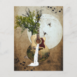 Guitar Fantasy Decorated Postcard