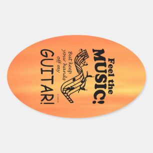 Guitar Feel The Music Oval Sticker