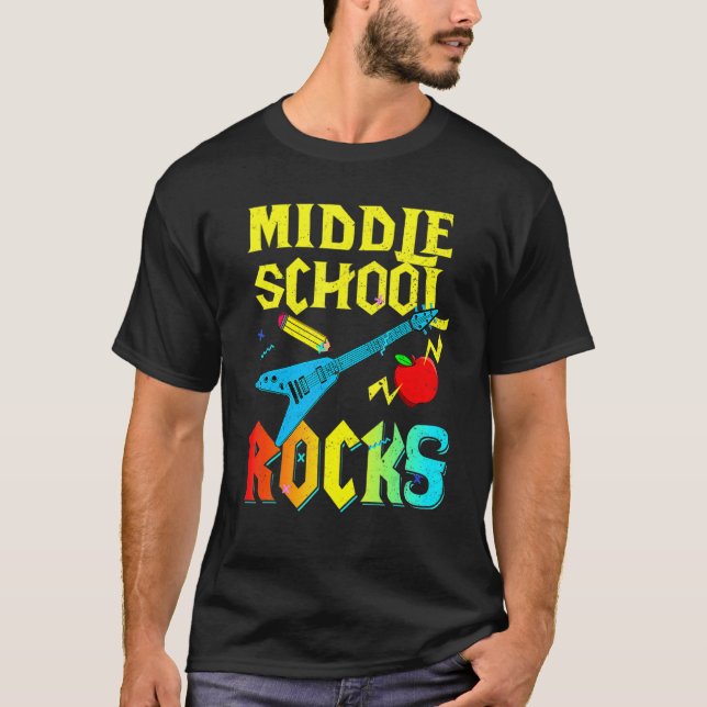 Guitar First Day Of Middle School Rocks Back To Sc T-Shirt (Front)
