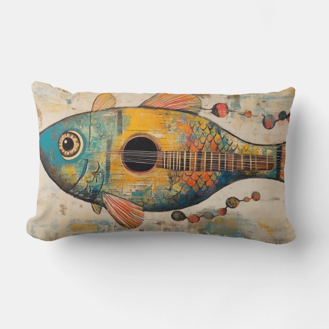 Guitar Fish Throw Pillow (Front)