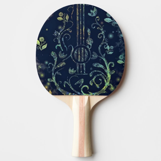 Guitar Flowers Ping Pong Paddle (Front)