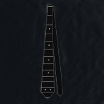 Guitar Fretboard on Custom Colour Guitarist Tie<br><div class="desc">novelty gift for a guitarist; white on black</div>