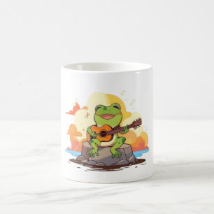 Guitar Frog Sunset Kawaii Music Design Coffee Mug