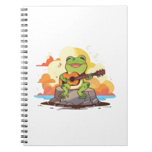 Guitar Frog Sunset Kawaii Music Design Notebook