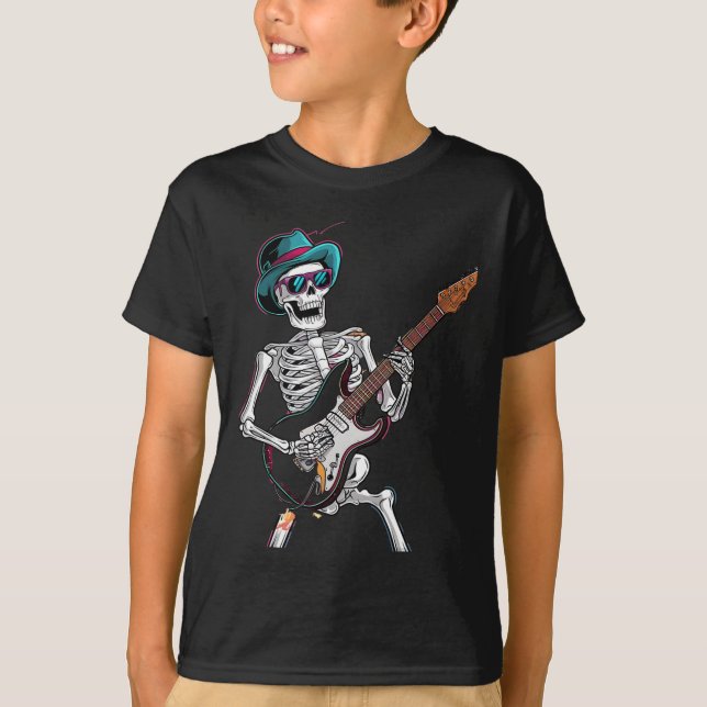 Guitar Ghost Vintage Rocker Skeleton Tee  (Front)