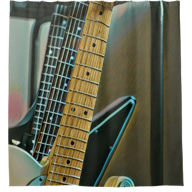guitar gift for fathers day shower curtain (Front)