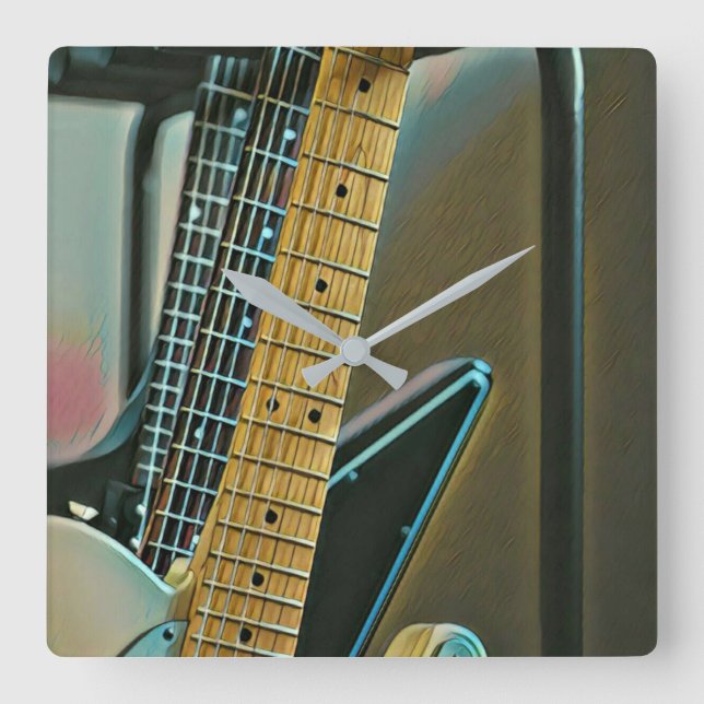 guitar gift for fathers day square wall clock (Front)