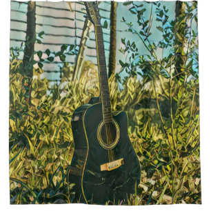 Guitar gift for guitarist shower curtain