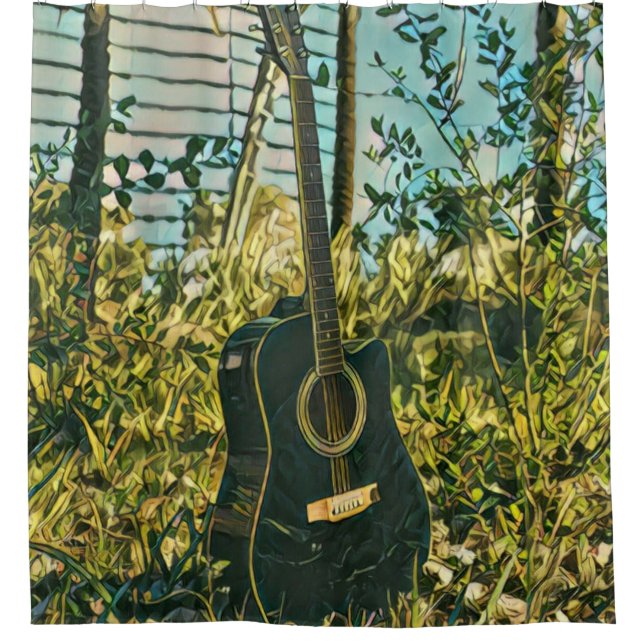 Guitar gift for guitarist shower curtain (Front)
