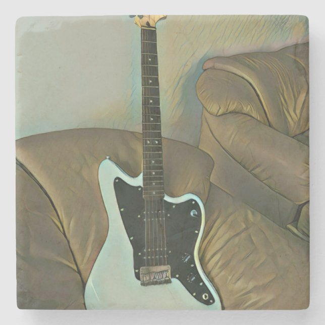 Guitar gifts for dad stone coaster (Front)