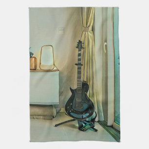 Guitar gifts for dad tea towel