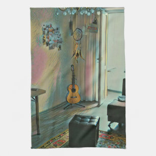 Guitar gifts for her tea towel