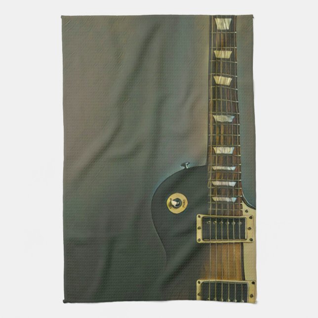 Guitar gifts for him tea towel (Vertical)