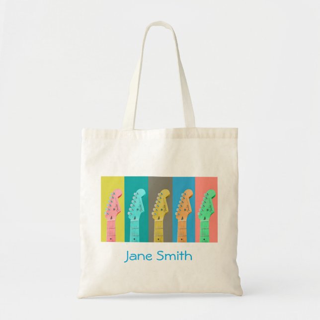 Guitar Girl modern pastel colorful music Tote Bag (Front)