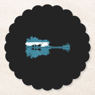 Guitar Guitar Lake Shadow Love Guitar Musician Paper Coaster