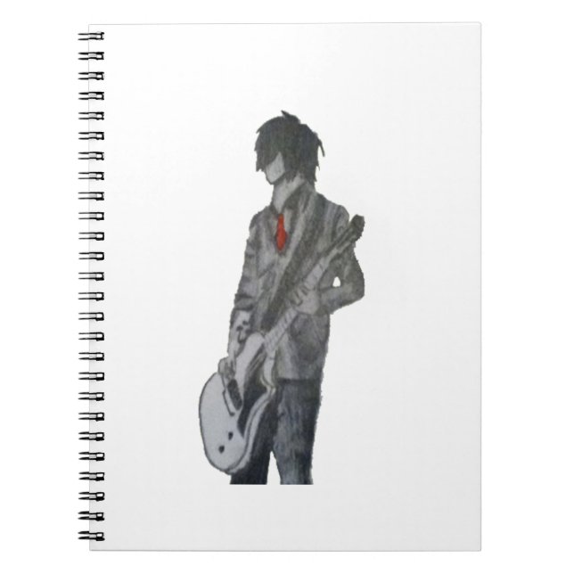 Guitar Guy Pencil Art Spiral Notebook (Front)