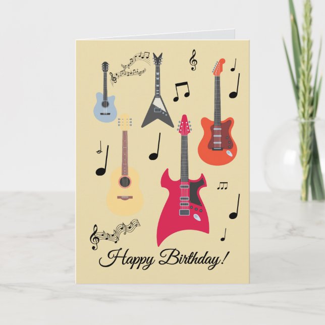 Guitar Happy Birthday Card (Front)