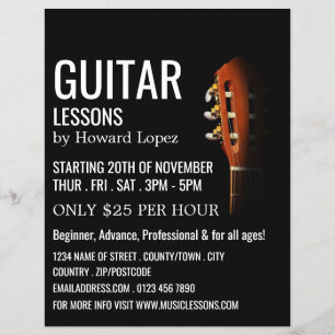 Guitar Head, Guitar Lessons Advertising Flyer
