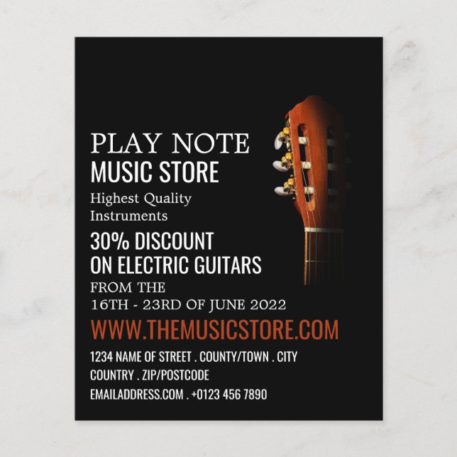 Guitar Head, Musical Instrument Store Flyer (Front)
