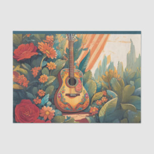 Guitar in the Garden Decoupage Tissue Paper