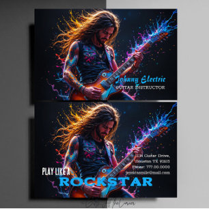 Guitar Instructor Rock Star  Business Card