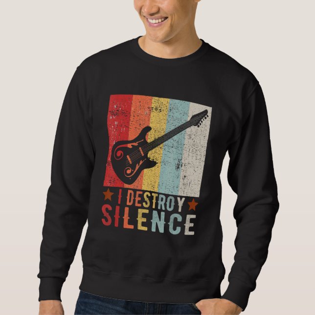 Guitar Instrument I Destroy Silence white 1 Sweatshirt (Front)