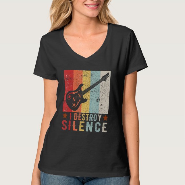 Guitar Instrument I Destroy Silence white 1 T-Shirt (Front)