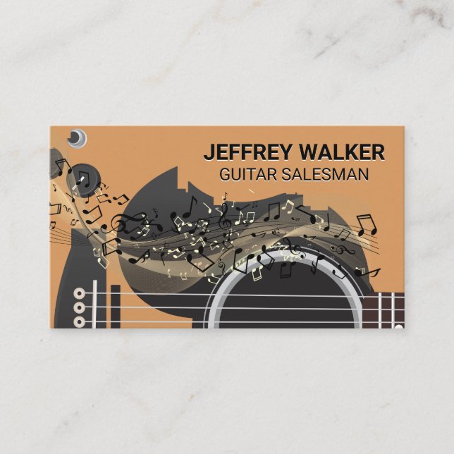 Guitar Instrument | Musical Notes Business Card (Front)