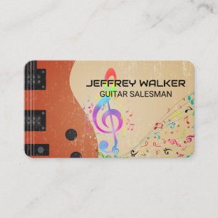 Guitar Instrument Musical Notes Musician Business Card
