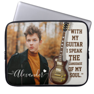 Guitar instrumental music lover personalised photo laptop sleeve