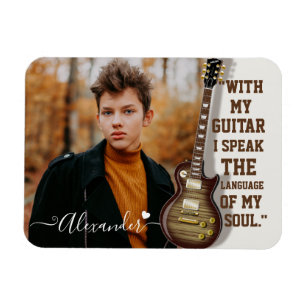 Guitar instrumental music lover personalised photo magnet