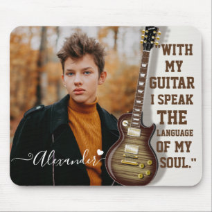 Guitar instrumental music lover personalised photo mouse pad