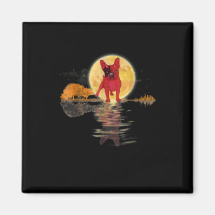 Guitar Lake Halloween Scary French Bulldog Moon Magnet