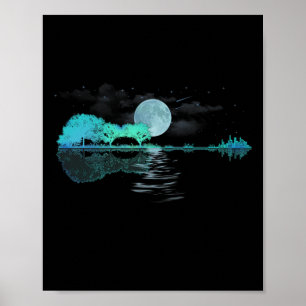 Guitar Lake Reflections Love Musician Poster