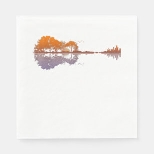 Guitar Lake Reflections Music And Guitar Lover Napkin