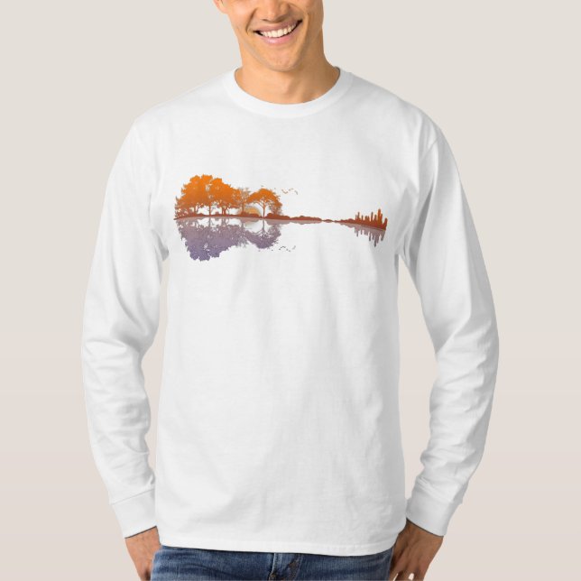 Guitar Lake Reflections Music And Guitar Lover T-Shirt (Front)