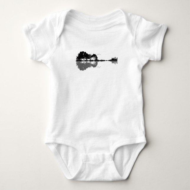 Guitar Lake Shadow Love Guitar Gift Music Lovers Baby Bodysuit (Front)