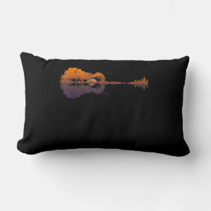 Guitar Lake Shadow Love Guitar Gift Music Lovers Lumbar Cushion