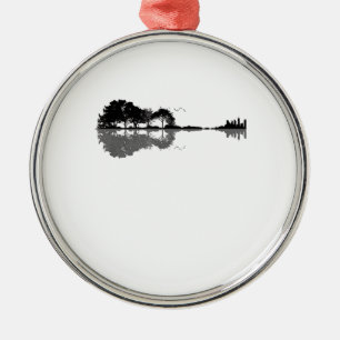 Guitar Lake Shadow Love Guitar Gift Music Lovers Metal Tree Decoration