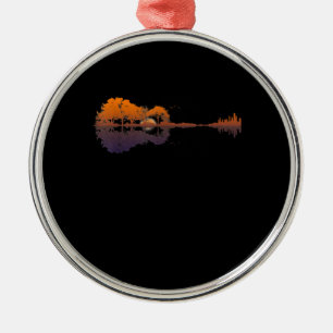 Guitar Lake Shadow Love Guitar Gift Music Lovers Metal Tree Decoration