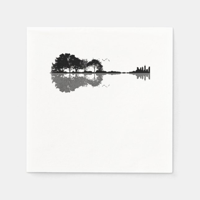 Guitar Lake Shadow Love Guitar Gift Music Lovers Napkin (Front)