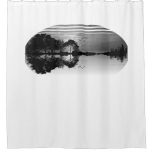 Guitar Lake Shadow Love Guitar Gift Music Lovers Shower Curtain