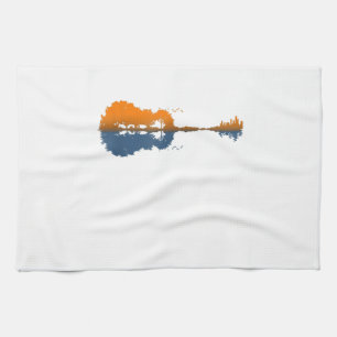 Guitar Lake Shadow Love Guitar Gift Music Lovers Tea Towel